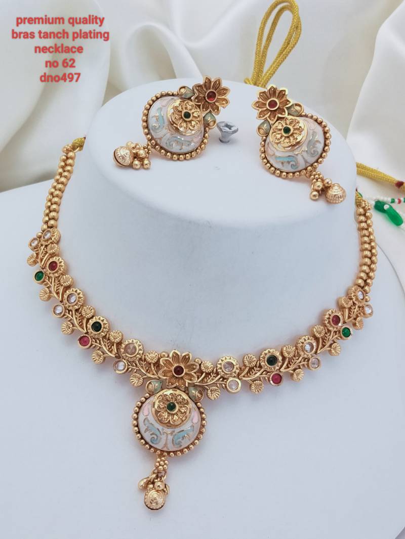 Brass Rajwadi Gold Necklace 16 (11 Pcs)
