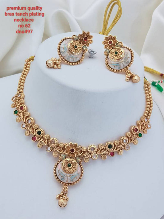 Brass Rajwadi Gold Necklace 16 (11 Pcs)