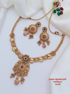Brass Rajwadi Gold Necklace 16 (11 Pcs)