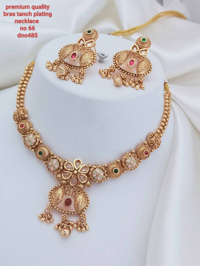 Brass Rajwadi Gold Necklace 17 (7 Pcs)