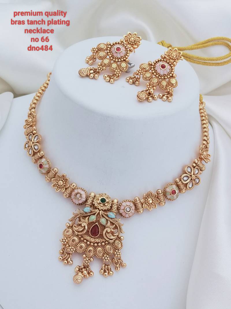 Brass Rajwadi Gold Necklace 17 (7 Pcs)