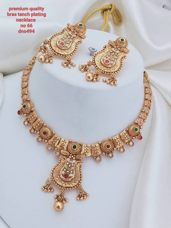 Brass Rajwadi Gold Necklace 17 (7 Pcs)