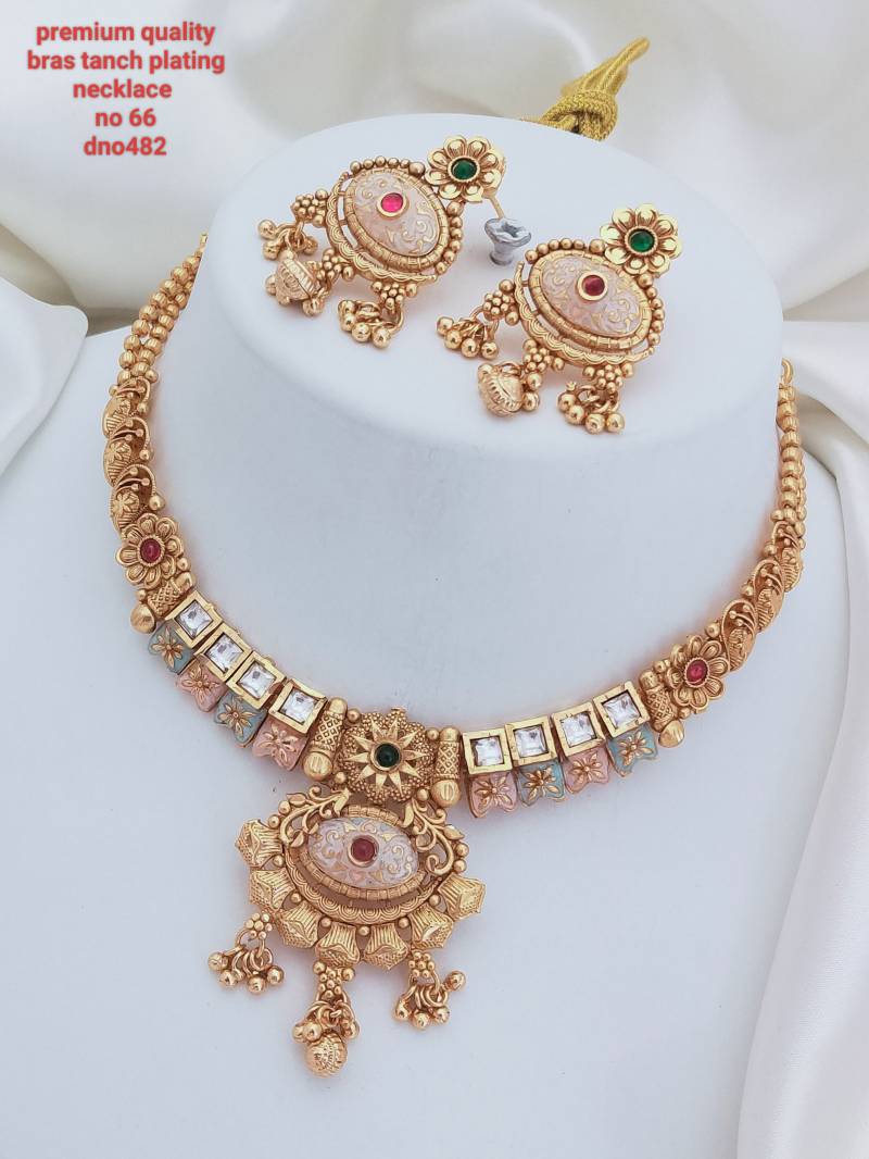 Brass Rajwadi Gold Necklace 17 (7 Pcs)