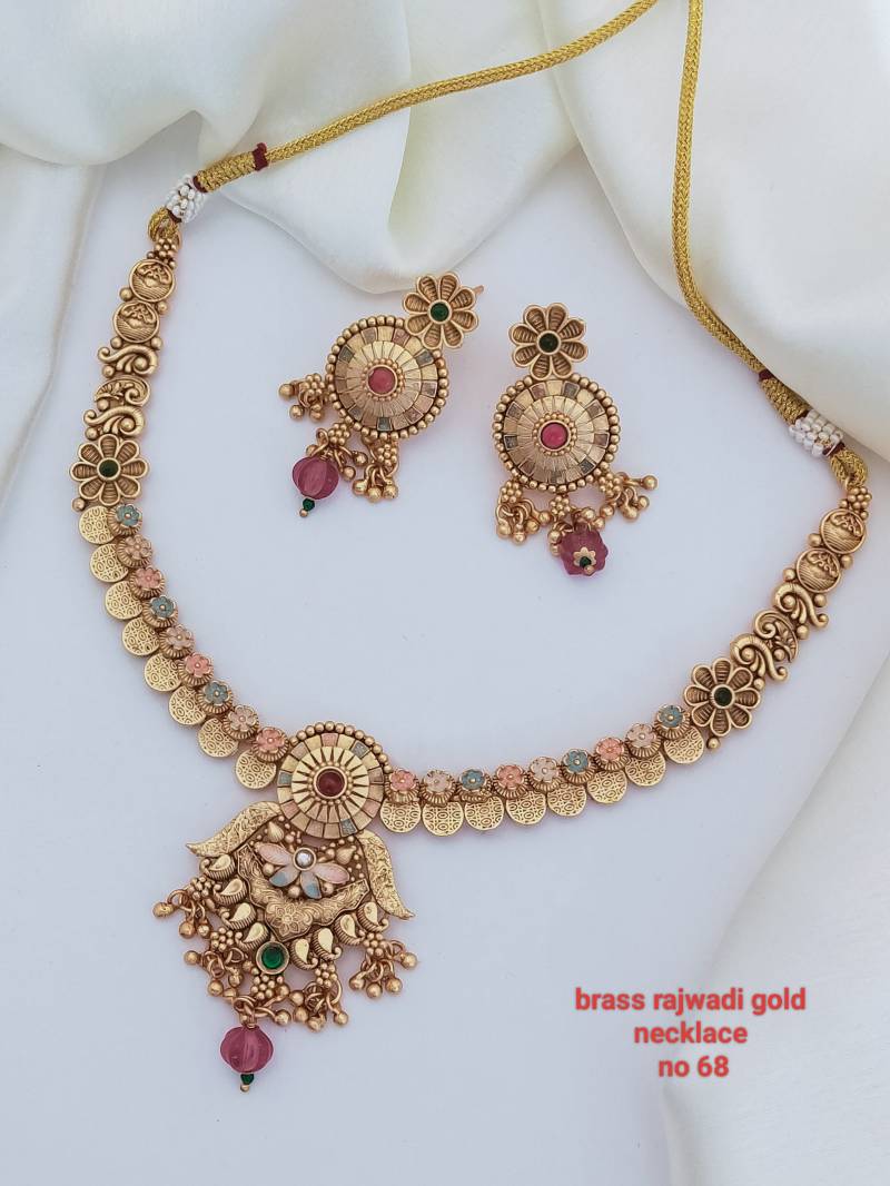 Brass Rajwadi Gold Necklace 18 (5 Pcs)