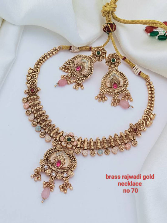 Brass Rajwadi Gold Necklace 18 (5 Pcs)