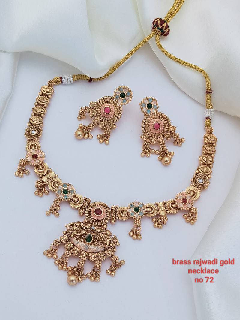 Brass Rajwadi Gold Necklace 19 (3Pcs)