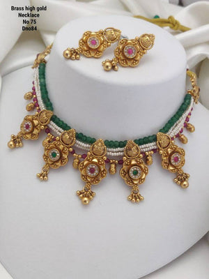 Brass High Gold Necklace 13 (2 Pcs)