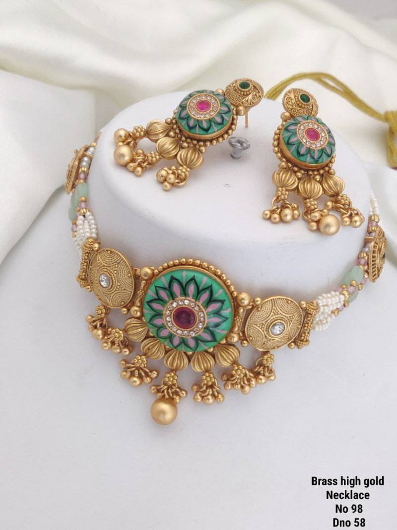 Brass High Gold Necklace 15 (5 Pcs)