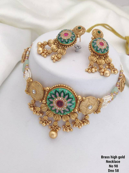 Brass High Gold Necklace 15 (5 Pcs)