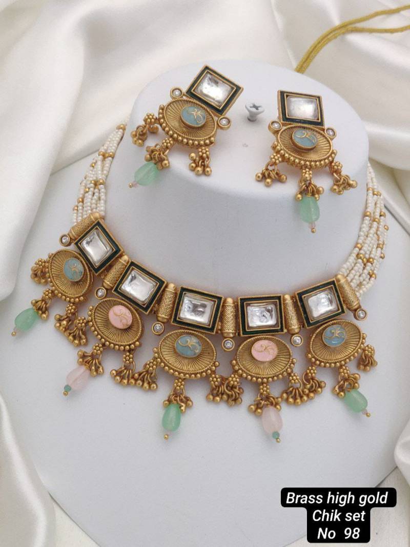 Brass High Gold Necklace 15 (5 Pcs)