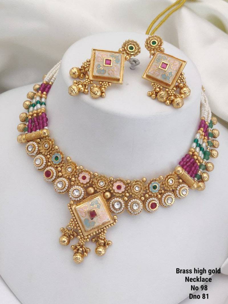 Brass High Gold Necklace 15 (5 Pcs)