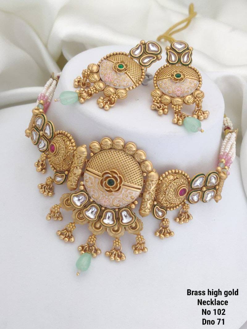 Brass High Gold Necklace 16 (5 Pcs)