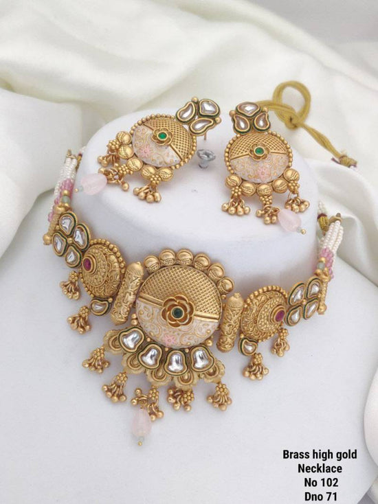 Brass High Gold Necklace 16 (5 Pcs)