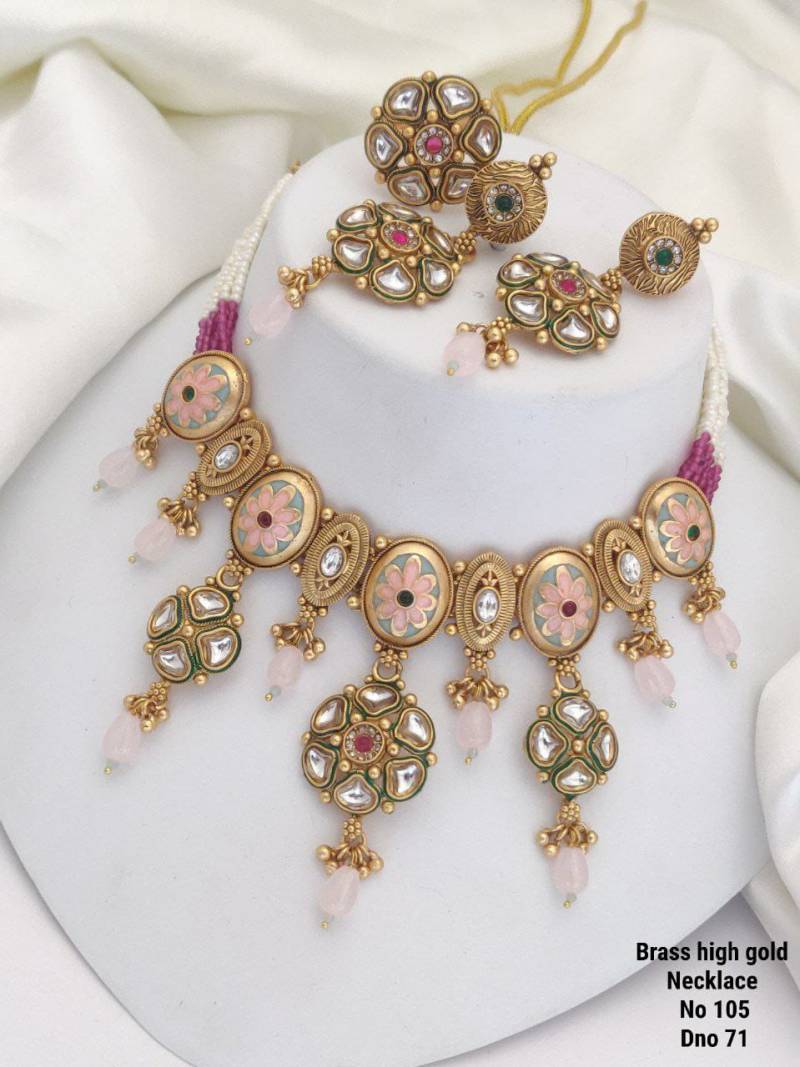 Brass High Gold Necklace 16 (5 Pcs)