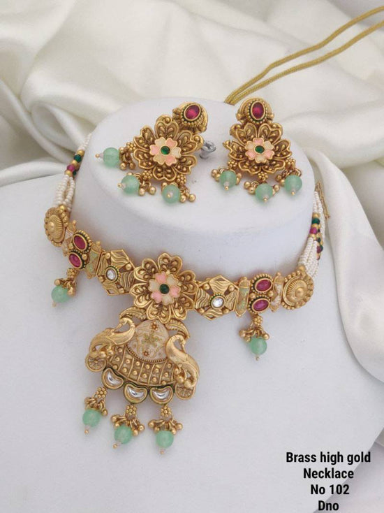 Brass High Gold Necklace 16 (5 Pcs)