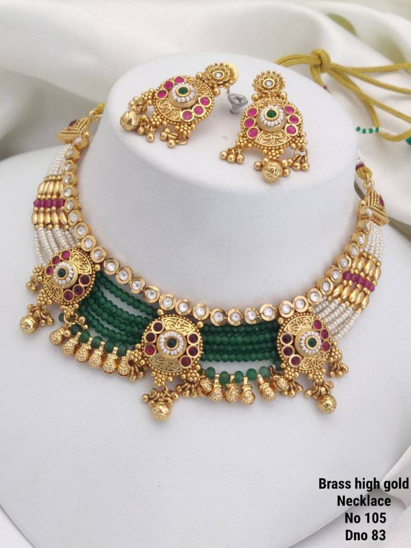 Brass High Gold Necklace 16 (5 Pcs)