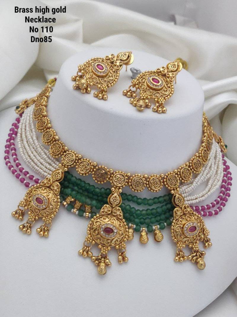 Brass High Gold Necklace 18 (5 Pcs)