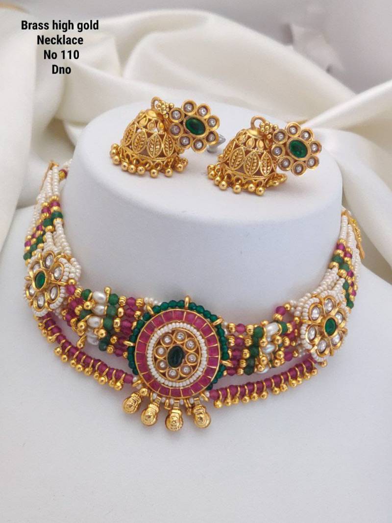 Brass High Gold Necklace 18 (5 Pcs)