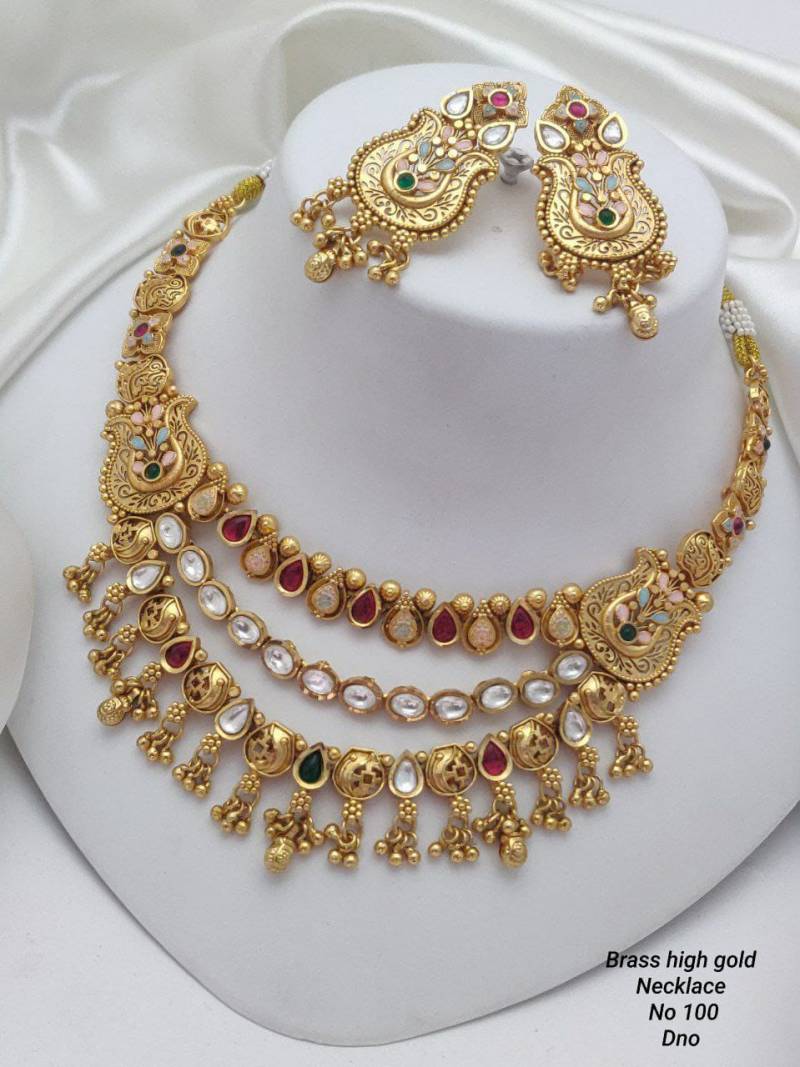 Brass High Gold Necklace 18 (5 Pcs)