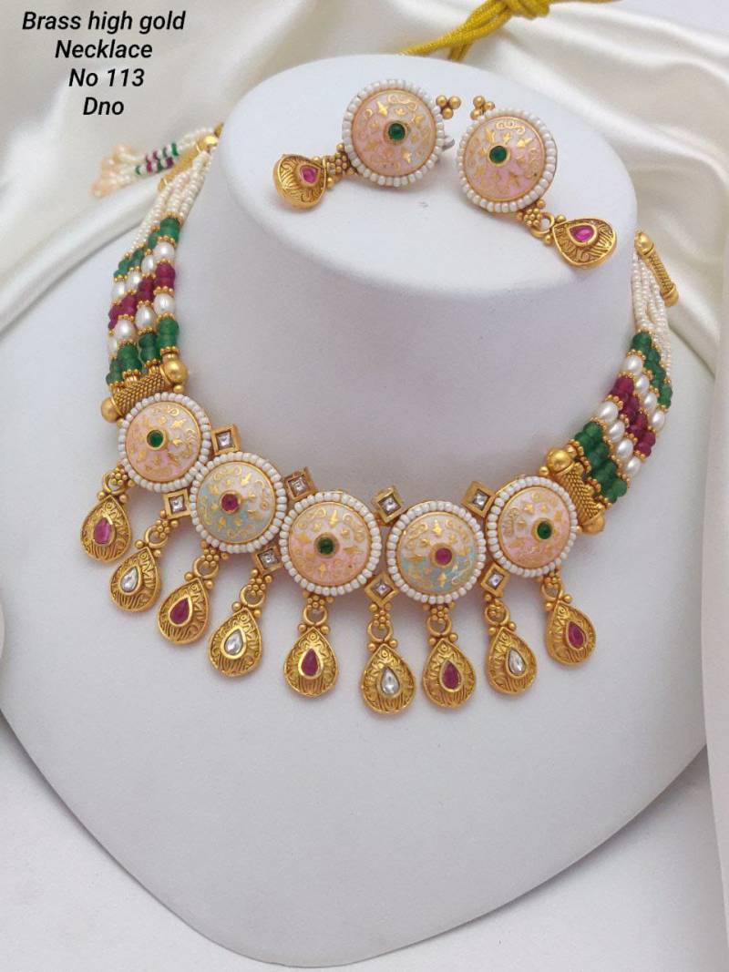 Brass High Gold Necklace 18 (5 Pcs)