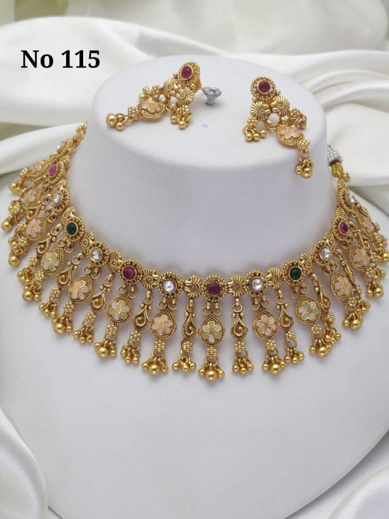 Brass High Gold Necklace 19 (5 Pcs)