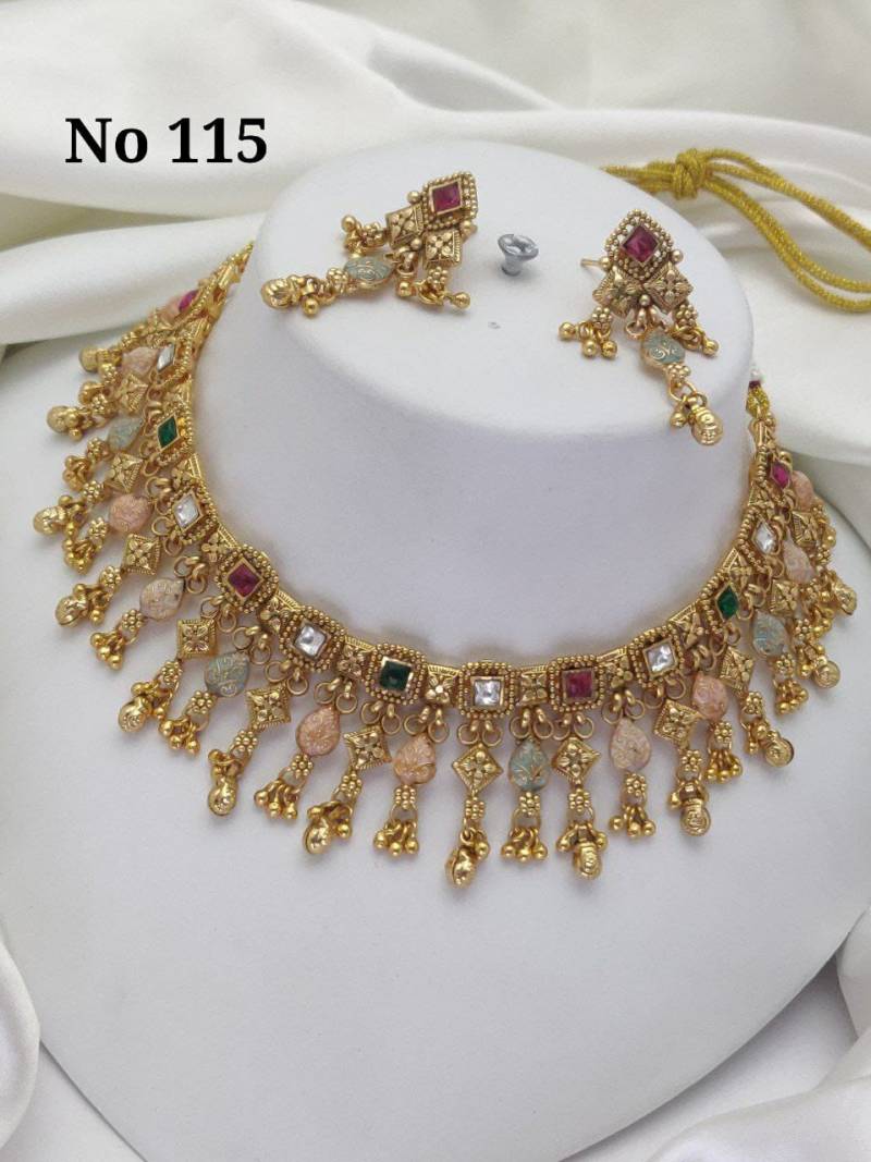 Brass High Gold Necklace 19 (5 Pcs)