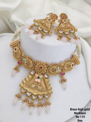 Brass High Gold Necklace 20 (4 Pcs)