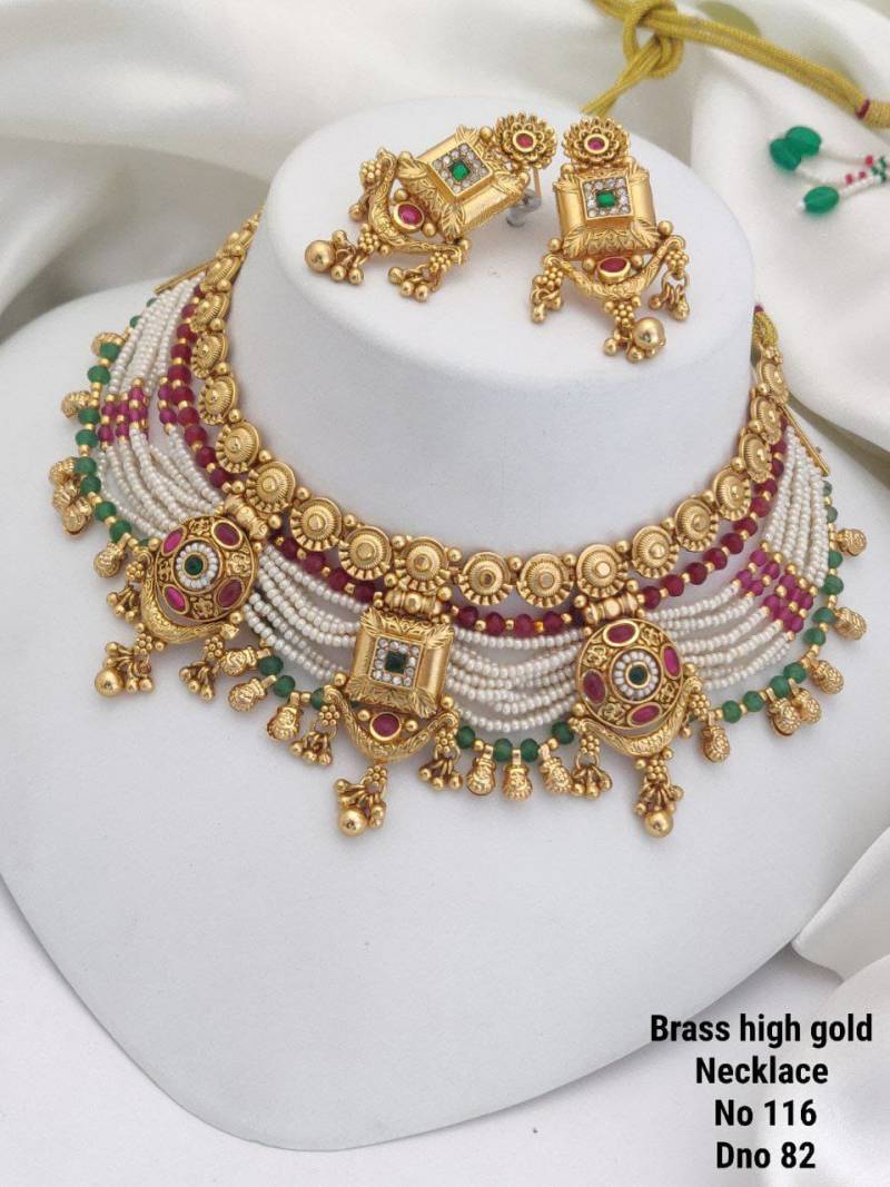 Brass High Gold Necklace 20 (4 Pcs)