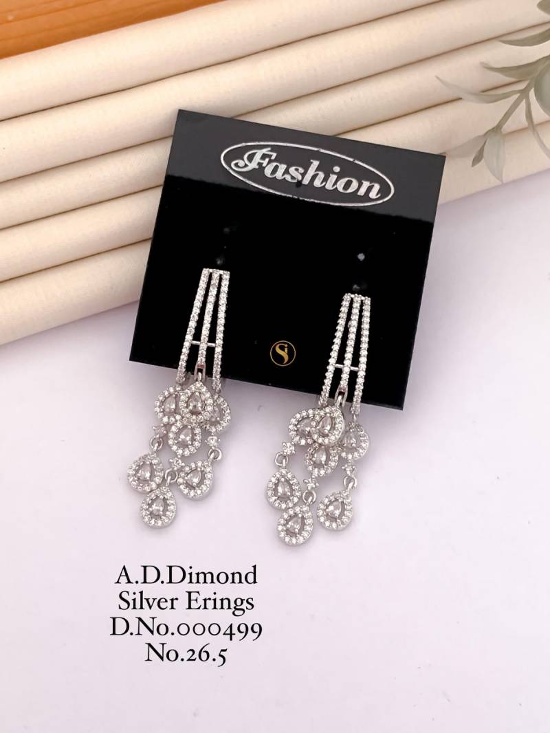 AD Diamond Silver And Rose Gold Earrings 12 (7 Pcs)