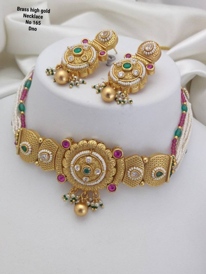 Brass High Gold Necklace 23 (3 Pcs)