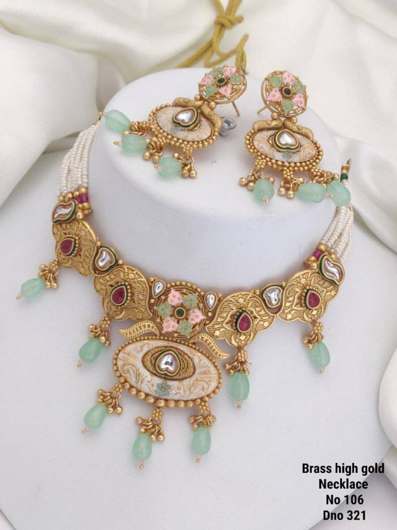 Brass High Gold Necklace 23 (3 Pcs)