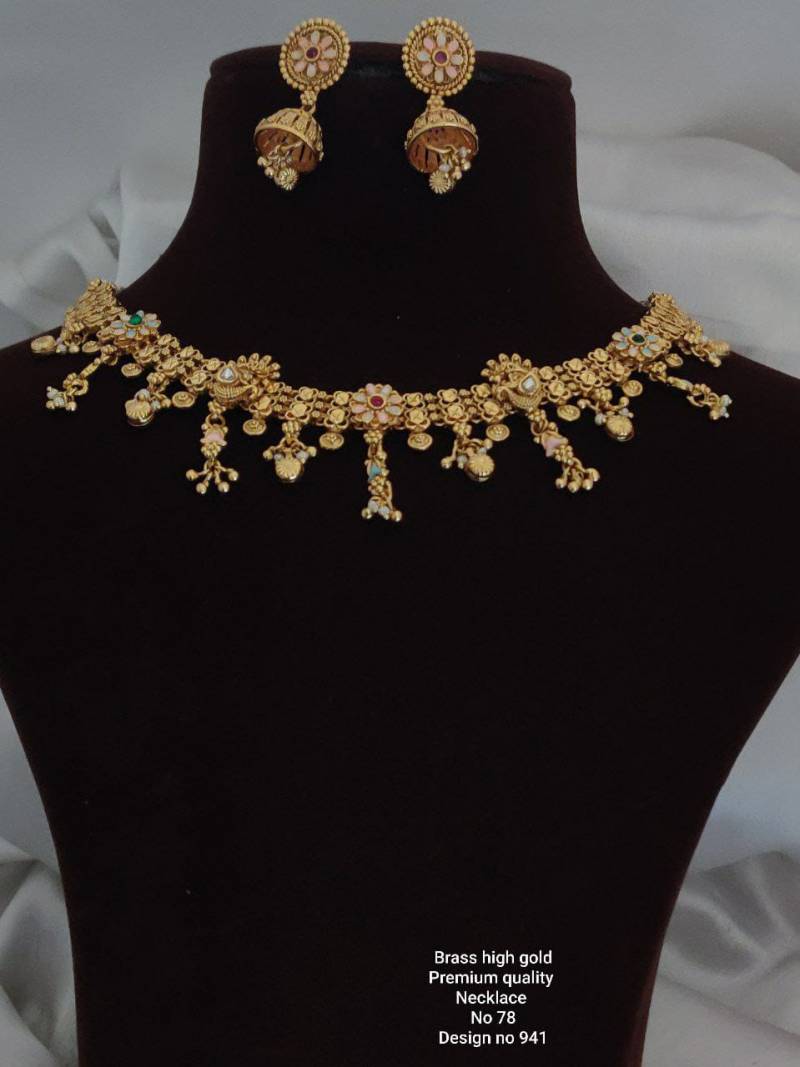 Brass High Gold Premium Quality Necklace 1 (4 Pcs)