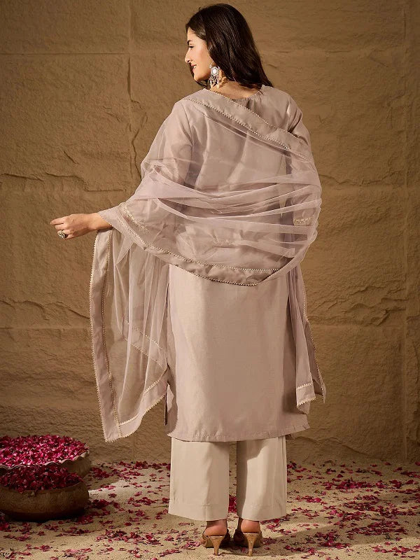 Amrah Wholesale Navya Kurti 269 Silk Blend Embroidered Kurti Pant Dupatta Set