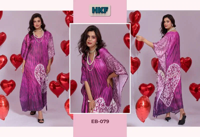 Amrah Wholesale Hkf Everbloom Kaftan Vol 12 Soft Satin Kaftan