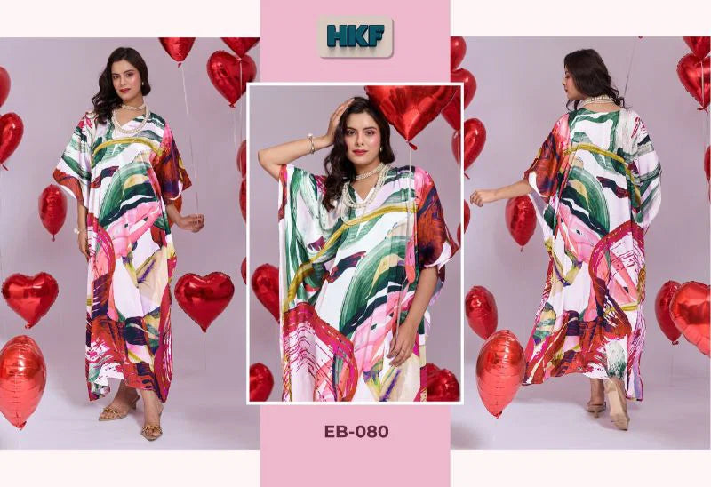 Amrah Wholesale Hkf Everbloom Kaftan Vol 12 Soft Satin Kaftan