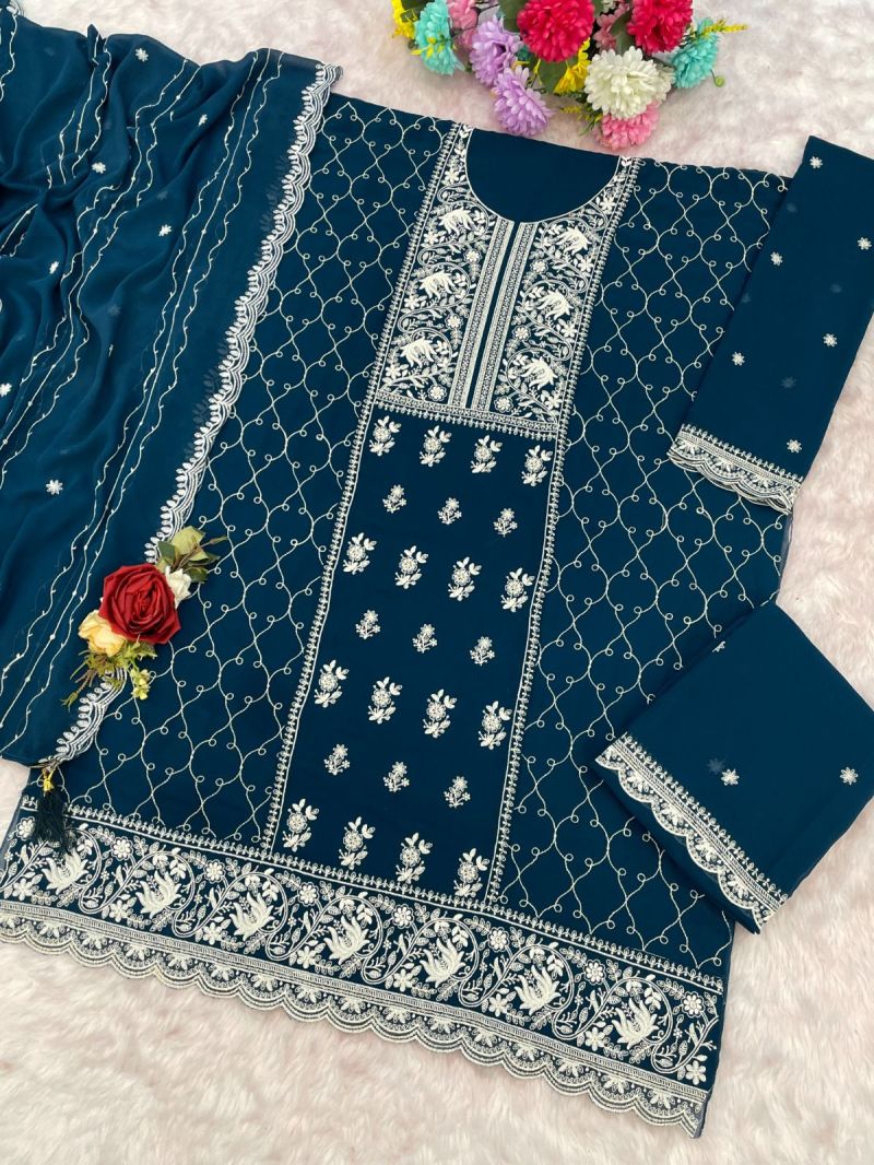 2104 A To D Master Colors Faux Georgette Dress Material