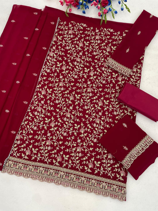 3114 Master Colors A To E Blooming Faux Georgette Embroidered Pakistani Suit