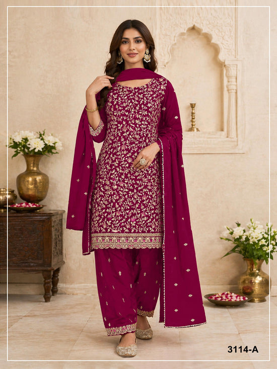 3114 Master Colors A To E Blooming Faux Georgette Embroidered Pakistani Suit