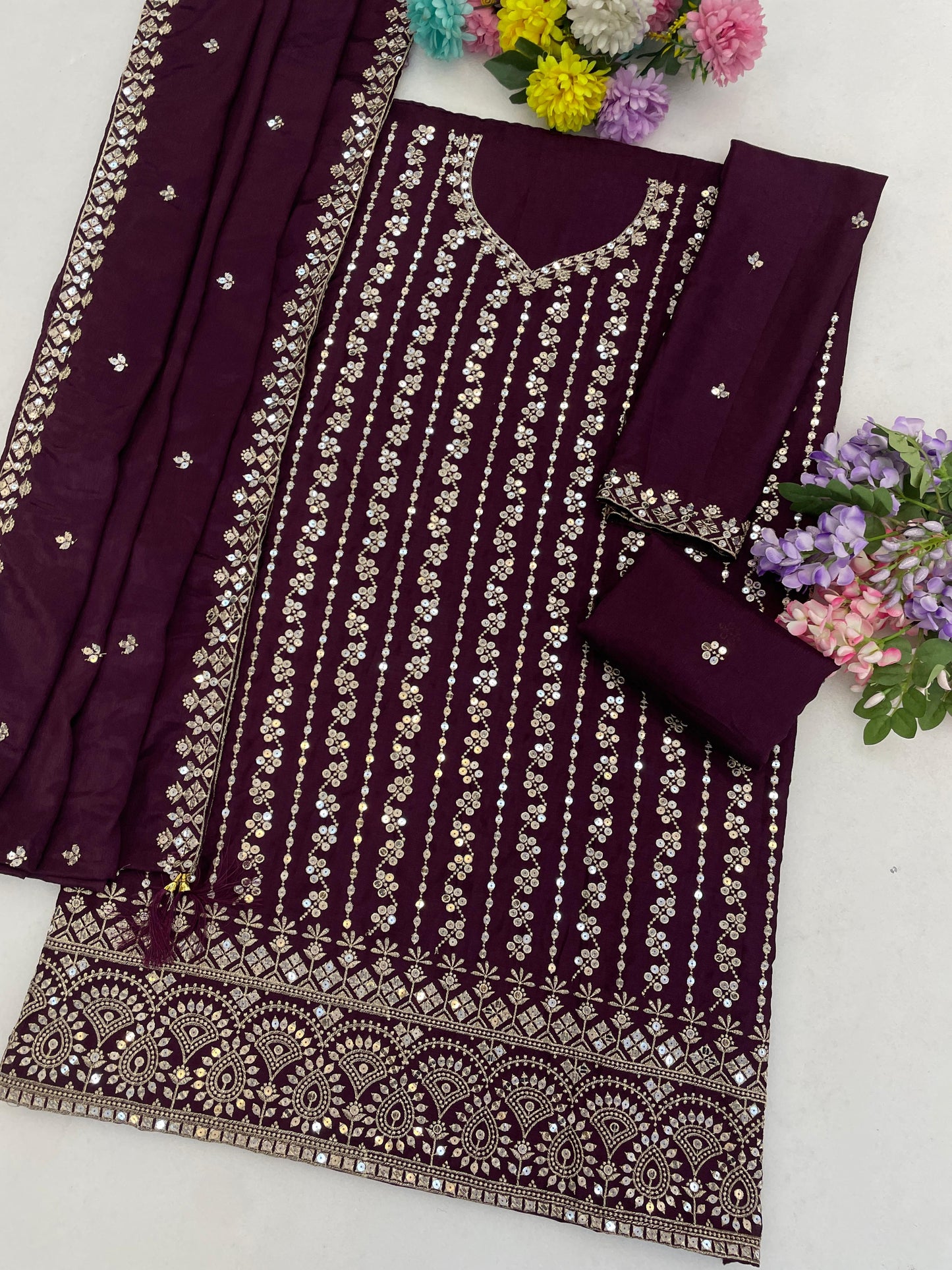 Amrah Wholesale 3115 Master Colors A To D Chinon Embroidered Pakistani Suit