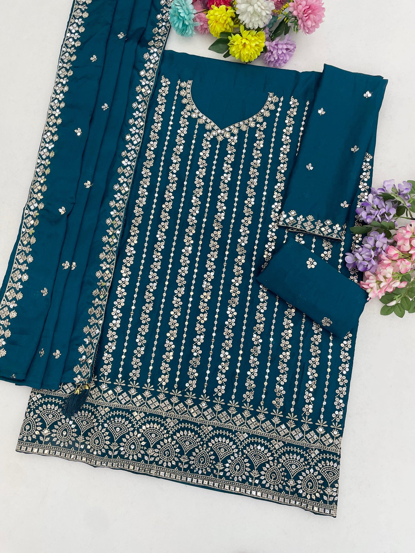 Amrah Wholesale 3115 Master Colors A To D Chinon Embroidered Pakistani Suit