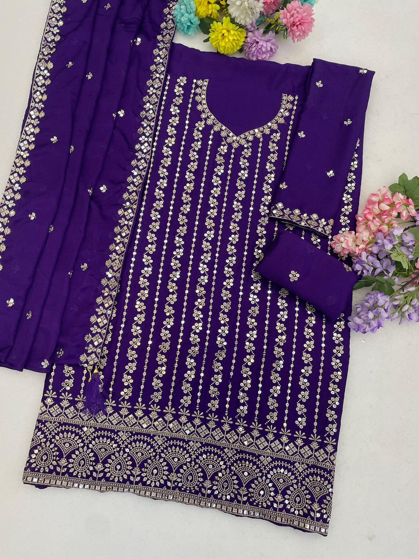 Amrah Wholesale 3115 Master Colors A To D Chinon Embroidered Pakistani Suit