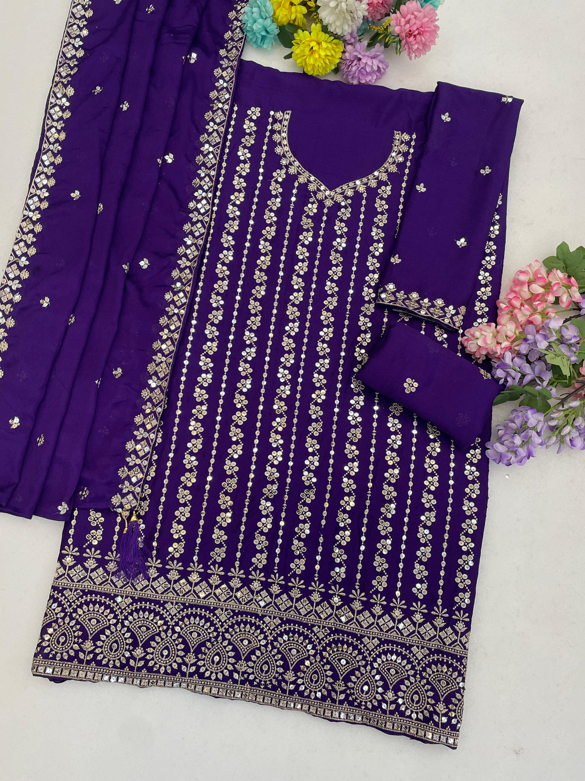 Amrah Wholesale 3115 Master Colors A To D Chinon Embroidered Pakistani Suit
