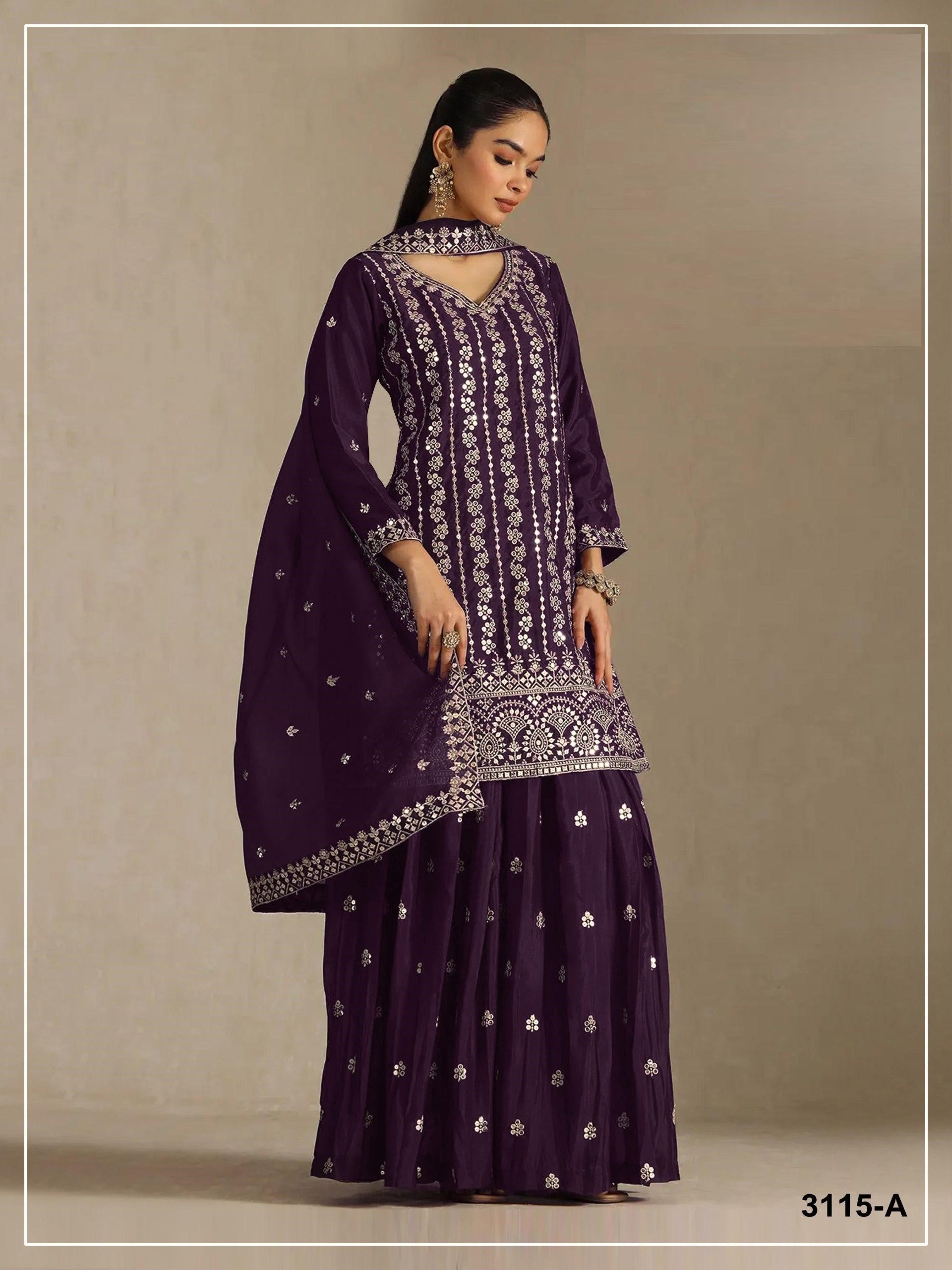 Amrah Wholesale 3115 Master Colors A To D Chinon Embroidered Pakistani Suit