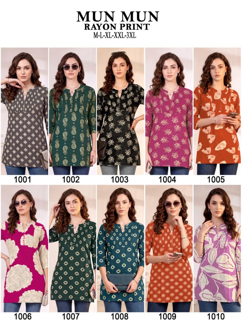 Mun Mun Vol 1 Mumbai Rayon Printed Short Kurti