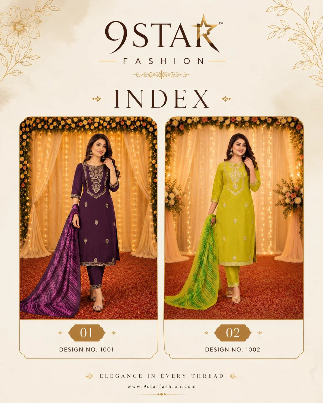 9Star Fanta Hit Vol 1 Cotton Blend Kurti Pant Dupatta Set - Amrah Wholesale