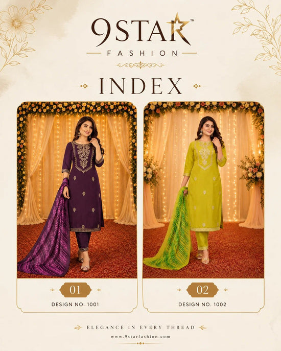 9Star Fanta Hit Vol 1 Cotton Blend Kurti Pant Dupatta Set - Amrah Wholesale