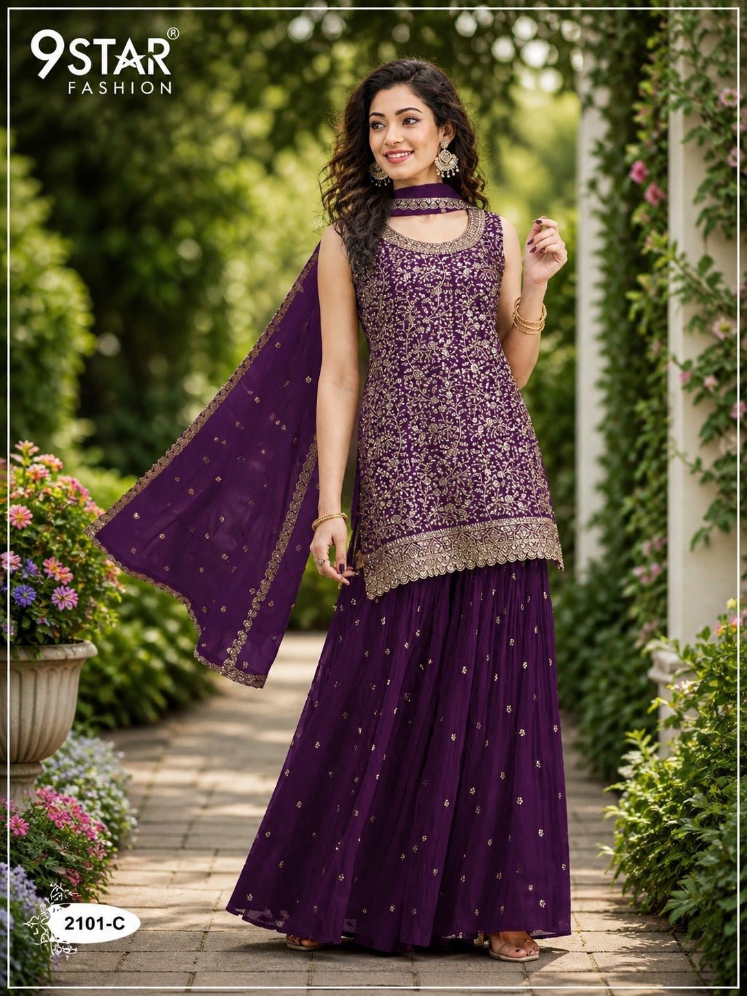 9Star Noori Blooming Georgette Pakistani Suit - Amrah Wholesale