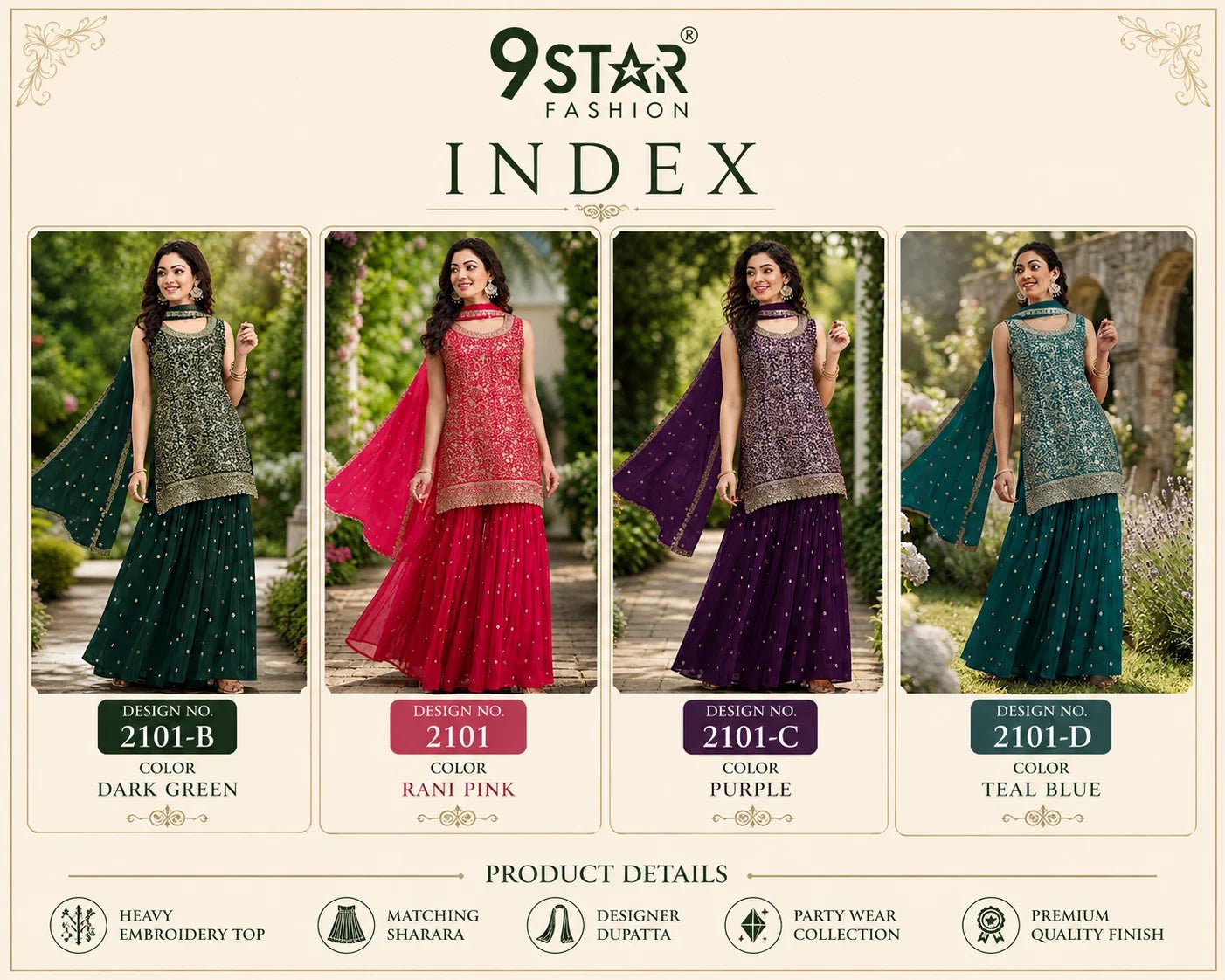 9Star Noori Blooming Georgette Pakistani Suit - Amrah Wholesale
