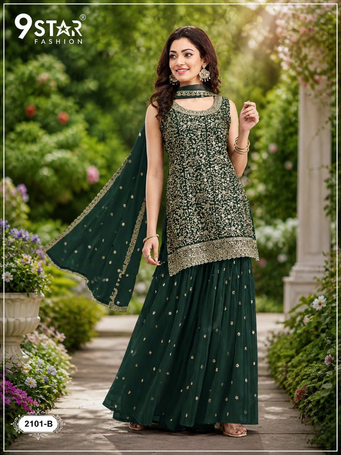 9Star Noori Blooming Georgette Pakistani Suit - Amrah Wholesale
