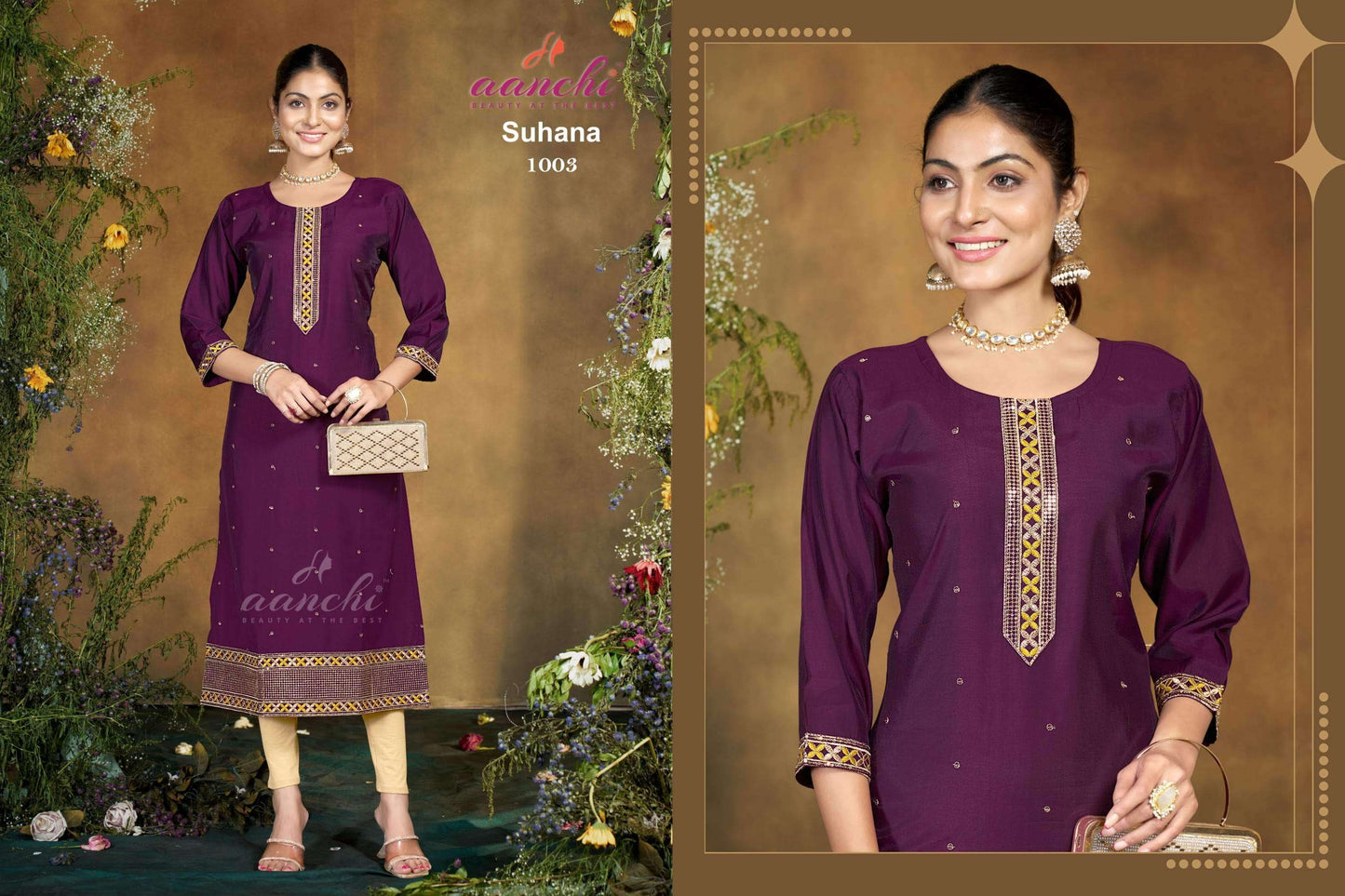 AANCHI SUHANA Roman Silk Embroidered Dresses